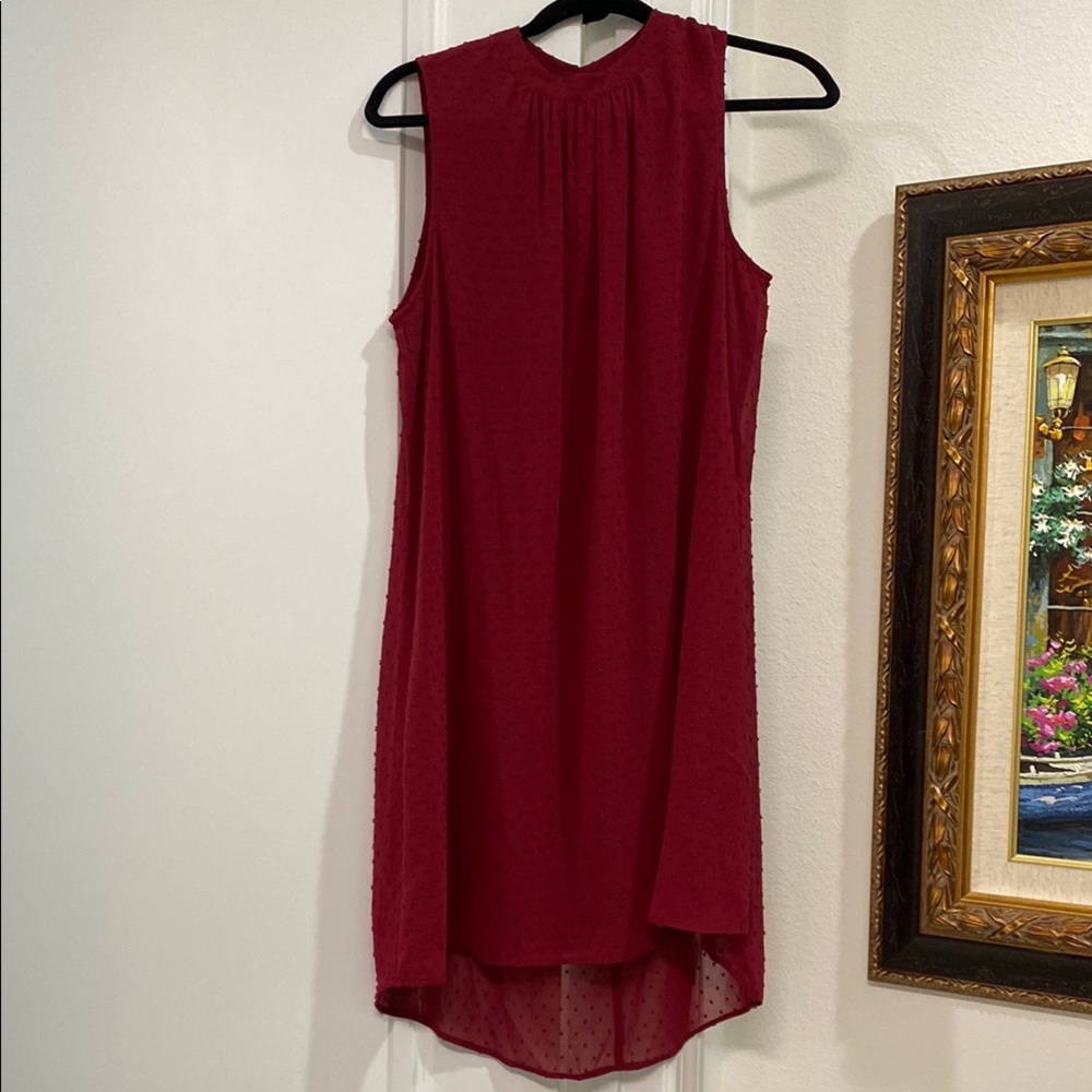 Burgundy Asymmetrical High-Low Sleeveless Dress